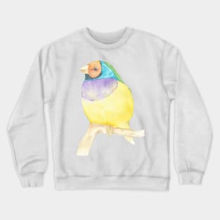 Gouldian finch watercolor portrait Crewneck Sweatshirt